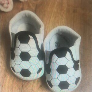 ⚽️Soccer Pattern Kids Slip-On Shoes - Black and White